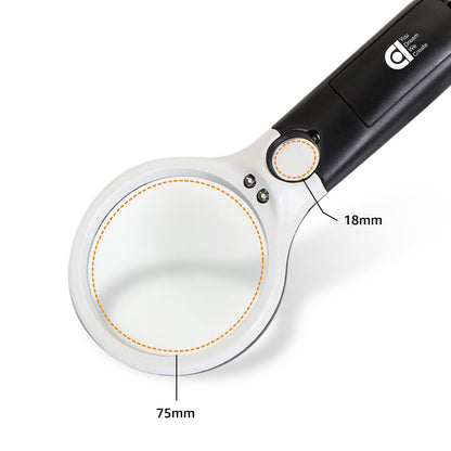 Magnifying Glass with 3 Led Light 3X & 45X Big Size Zoom Lenses for Seniors, Book and Newspaper Reading, Eyelash Extensions Magnifier Glass (Black and White)