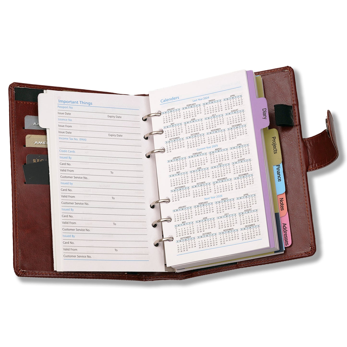 Brown Executive Faux Leather Diary 2025 for Office Going Men And Women with Pen