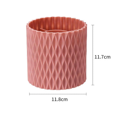 Pink Pen Holder for Desk, 360 Degree Rotating Desk Organizer with 5 Compartments, Pen Pencil Makeup Brush Holder, Cosmetics Lipsticks Pen Organizer for Home Office School