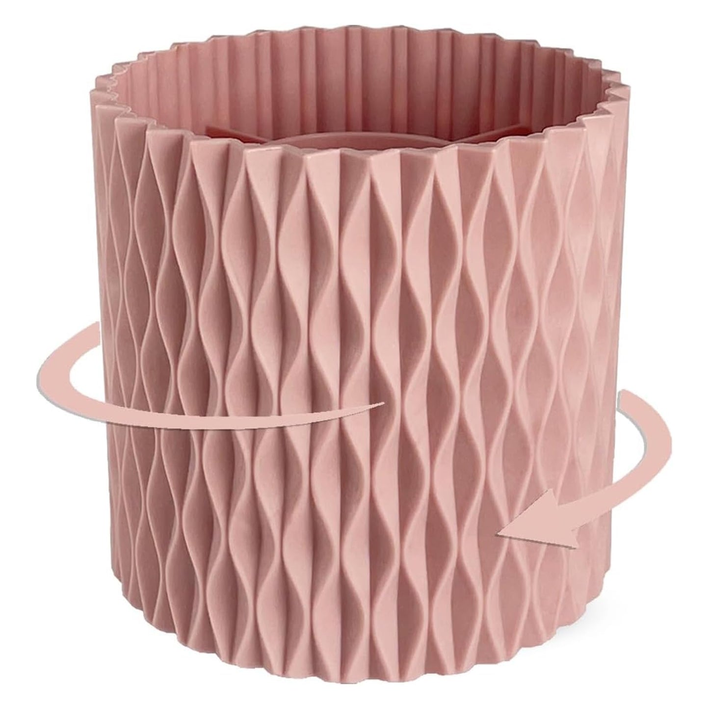 Pink Pen Holder for Desk, 360 Degree Rotating Desk Organizer with 5 Compartments, Pen Pencil Makeup Brush Holder, Cosmetics Lipsticks Pen Organizer for Home Office School