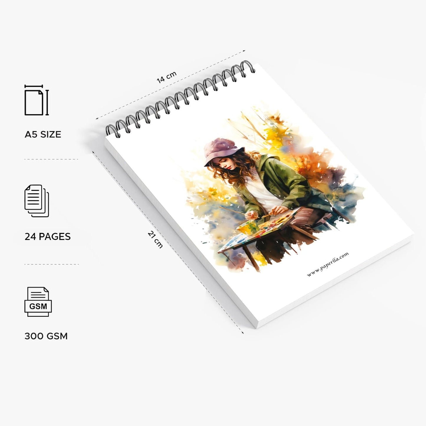 Watercolour Book | A5 Size 24 Perforated Pages | 300 GSM, Bleed-Free Paper | Wiro Bound, Lay-Flat Design | Ideal for Watercolour, Acrylic, Mixed Media & More