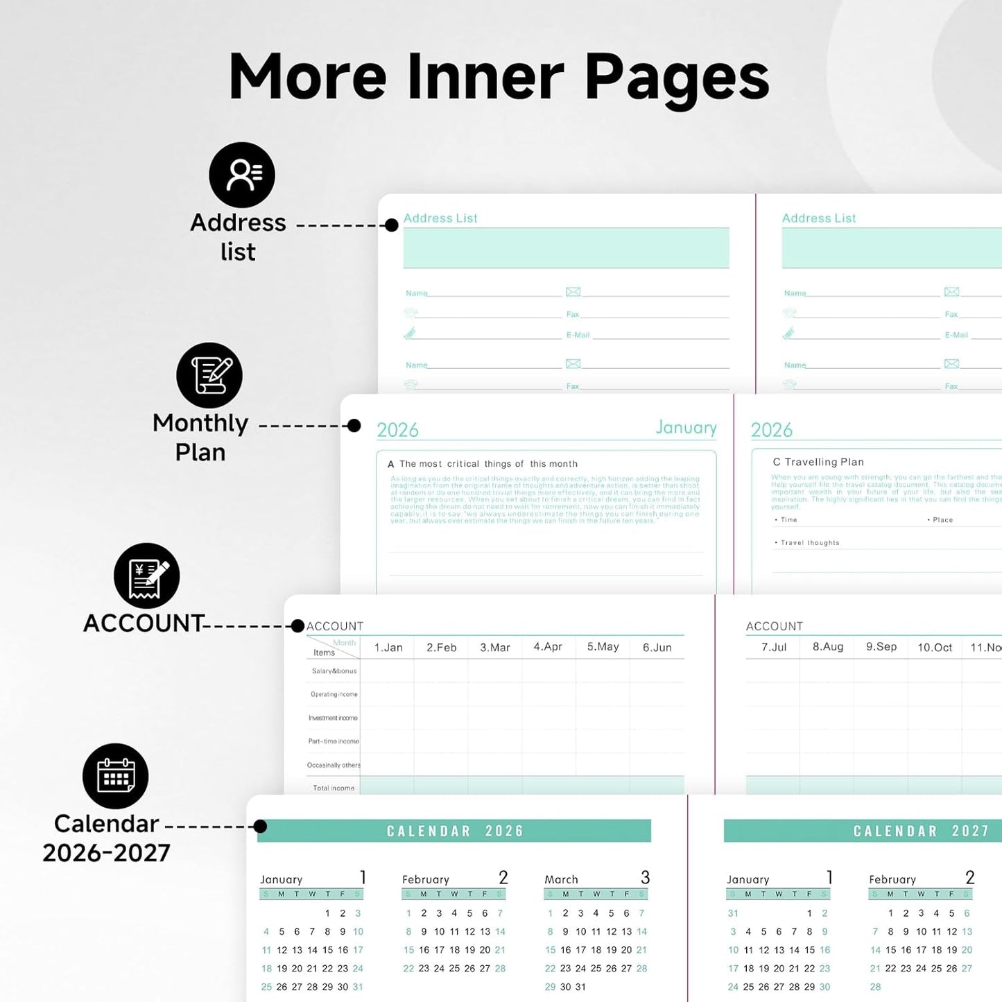 2026 Planner A5 Weekly and Monthly Daily Calendar with Thick Paper, One Full Page Per Day Planners from Jan. 2026 - Dec. 2026