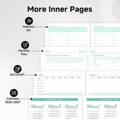 2026 Planner A5 Weekly and Monthly Daily Calendar with Thick Paper, One Full Page Per Day Planners from Jan. 2026 - Dec. 2026