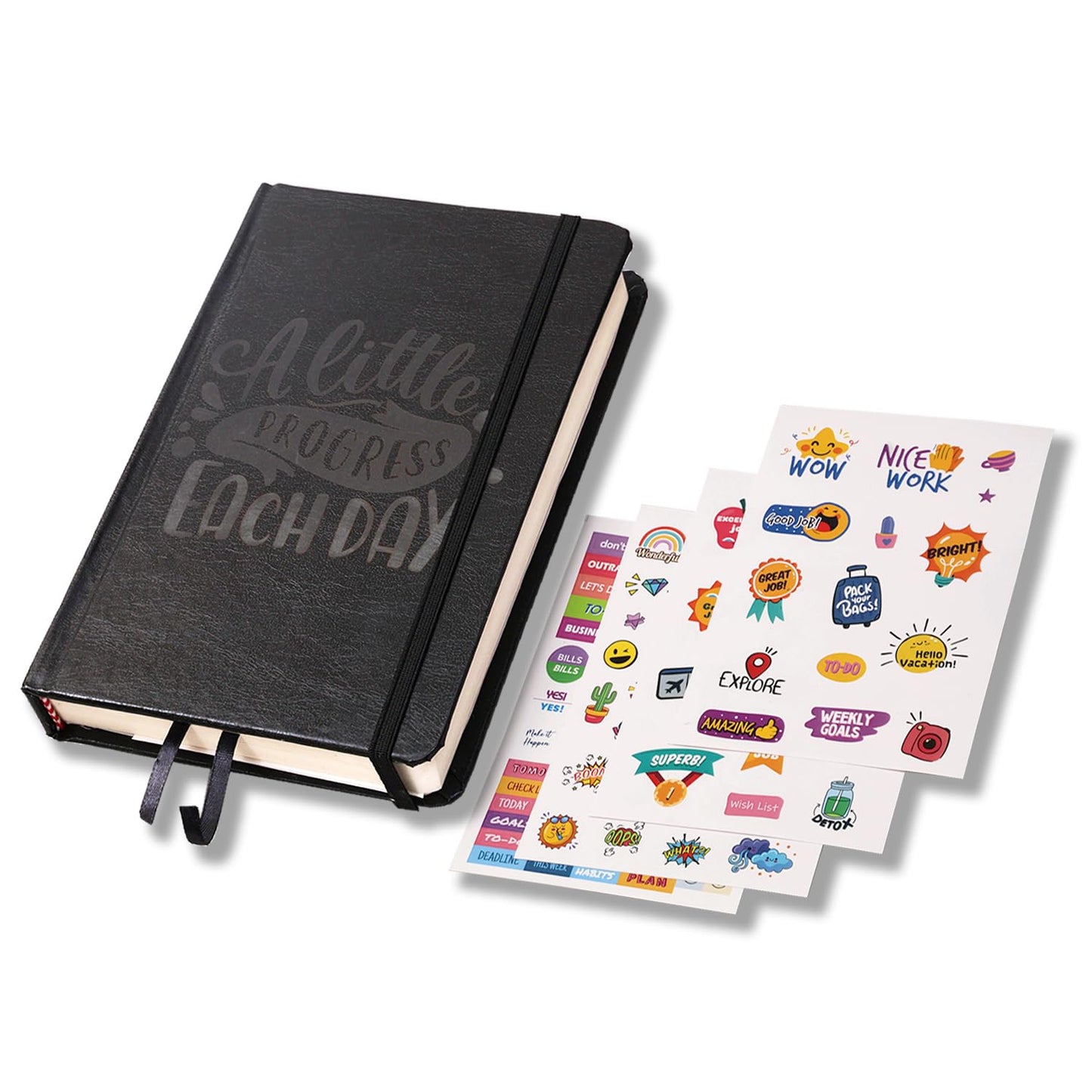 Undated Black Planner with Stickers