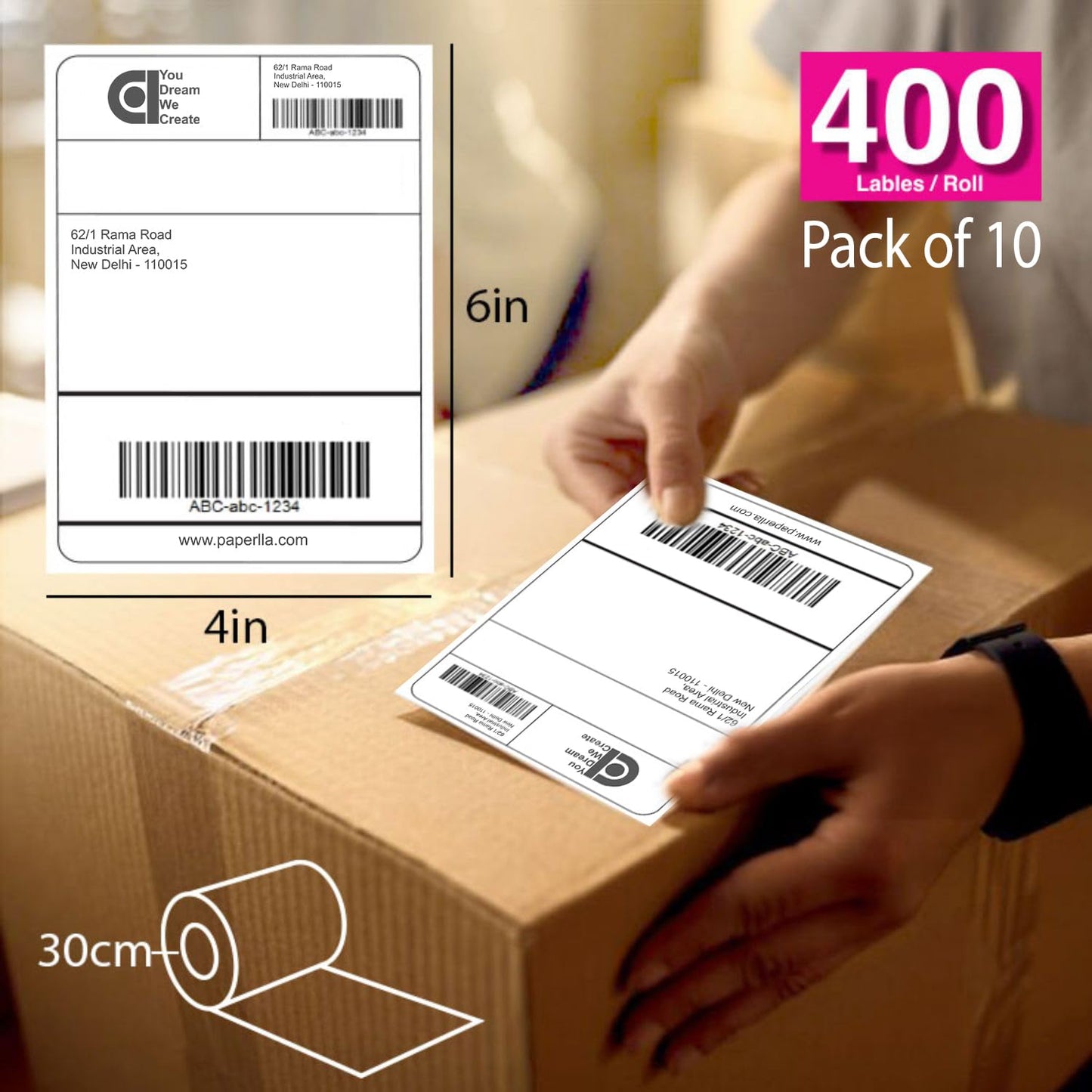 70gsm Thermal Label Printer Paper (4" x 6" Pack of 10)