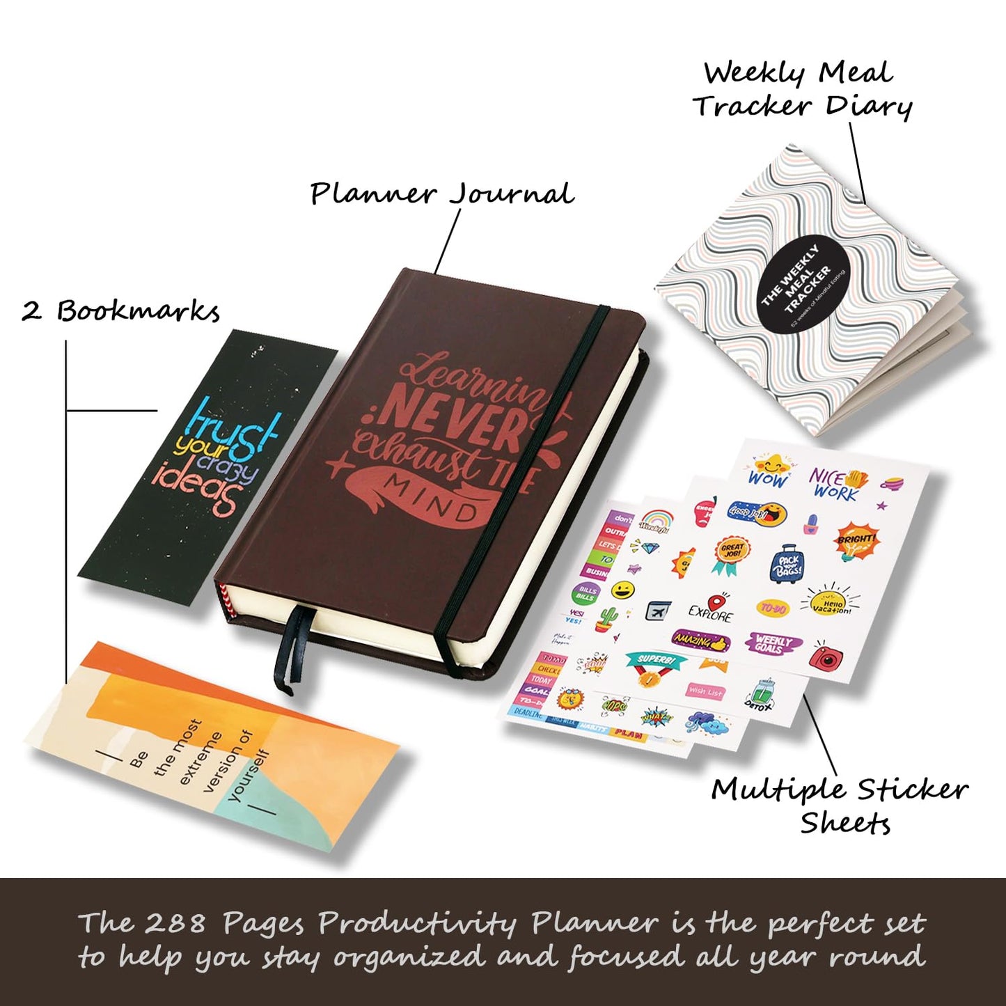 A5 Brown Productivity Planner Kit