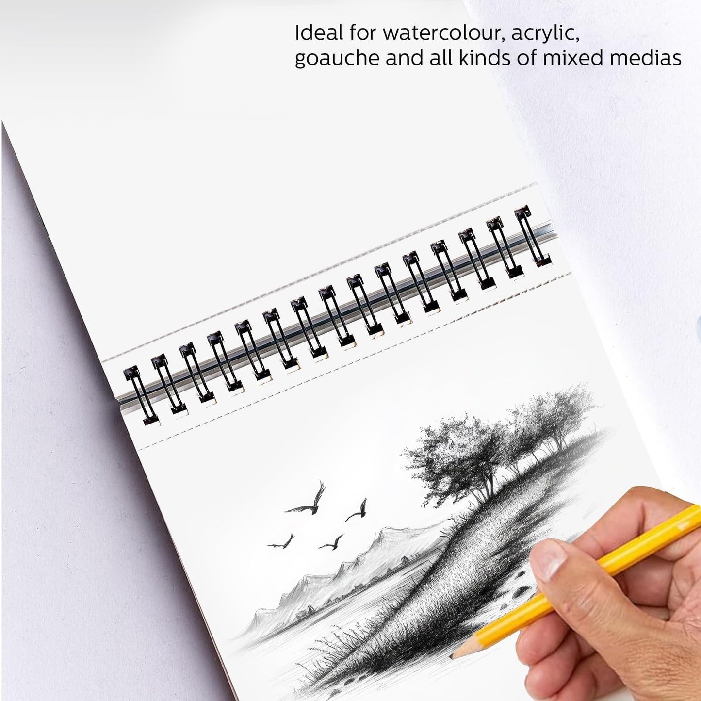 Sketch Book 20cm x 29cm, 1-Pack, 25 Sheets Spiral Bound Art Sketchbook,160gsm Artist Drawing Book Paper Painting Drawing Writing Sketching Pad for Kids Adult Teens Girls Boys