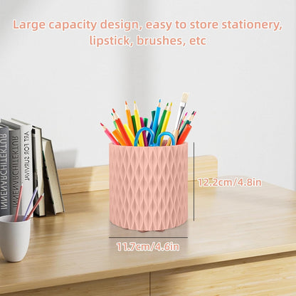 Pink Pen Holder for Desk, 360 Degree Rotating Desk Organizer with 5 Compartments, Pen Pencil Makeup Brush Holder, Cosmetics Lipsticks Pen Organizer for Home Office School