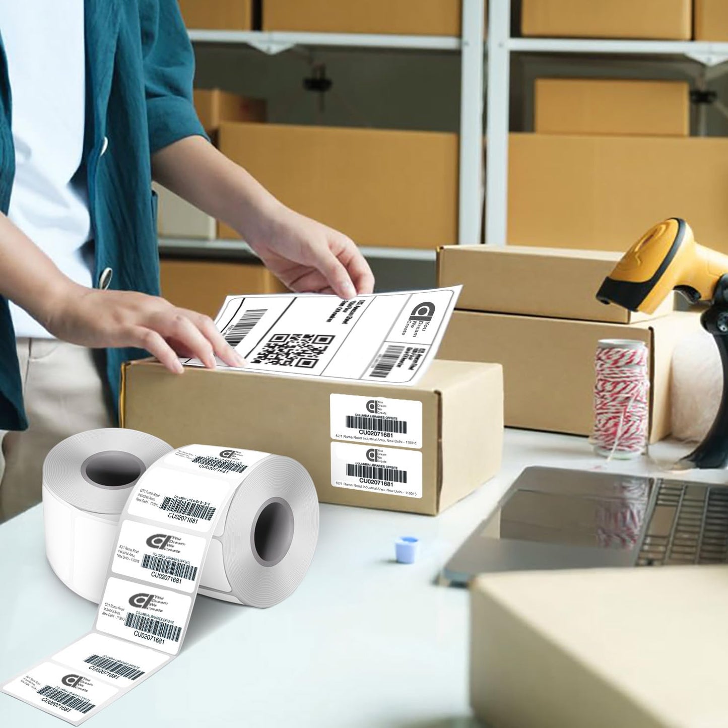 70gsm Thermal Label Printer Paper - 2" x 1" (50 x 25 mm)| 1000 Labels per Roll (Pack of 2)