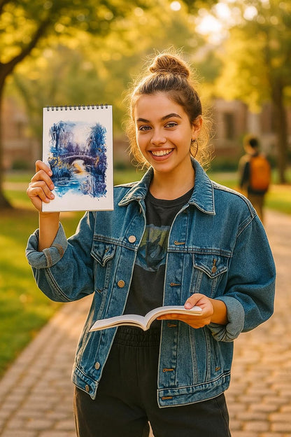 Artist Watercolor Book A5 – Heavy-Duty 300 GSM Bleed-Free Paper, 24 Perforated Pages, Wire-O Bound Lay-Flat Sketchpad for Mixed Media & Travel Sketching