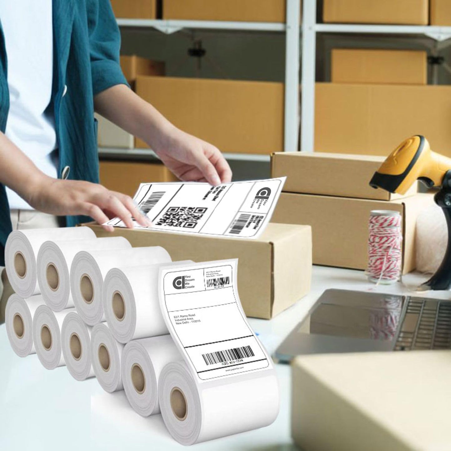 70gsm Thermal Label Printer Paper - 3" x 5" (75 x 125 mm) - 400 Labels per Roll (Pack of 10)