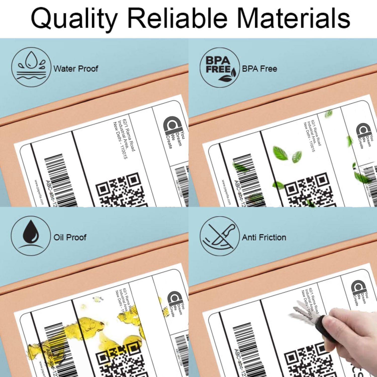 Thermal Printer Paper- 400 Labels Per Roll (Pack Of 4)