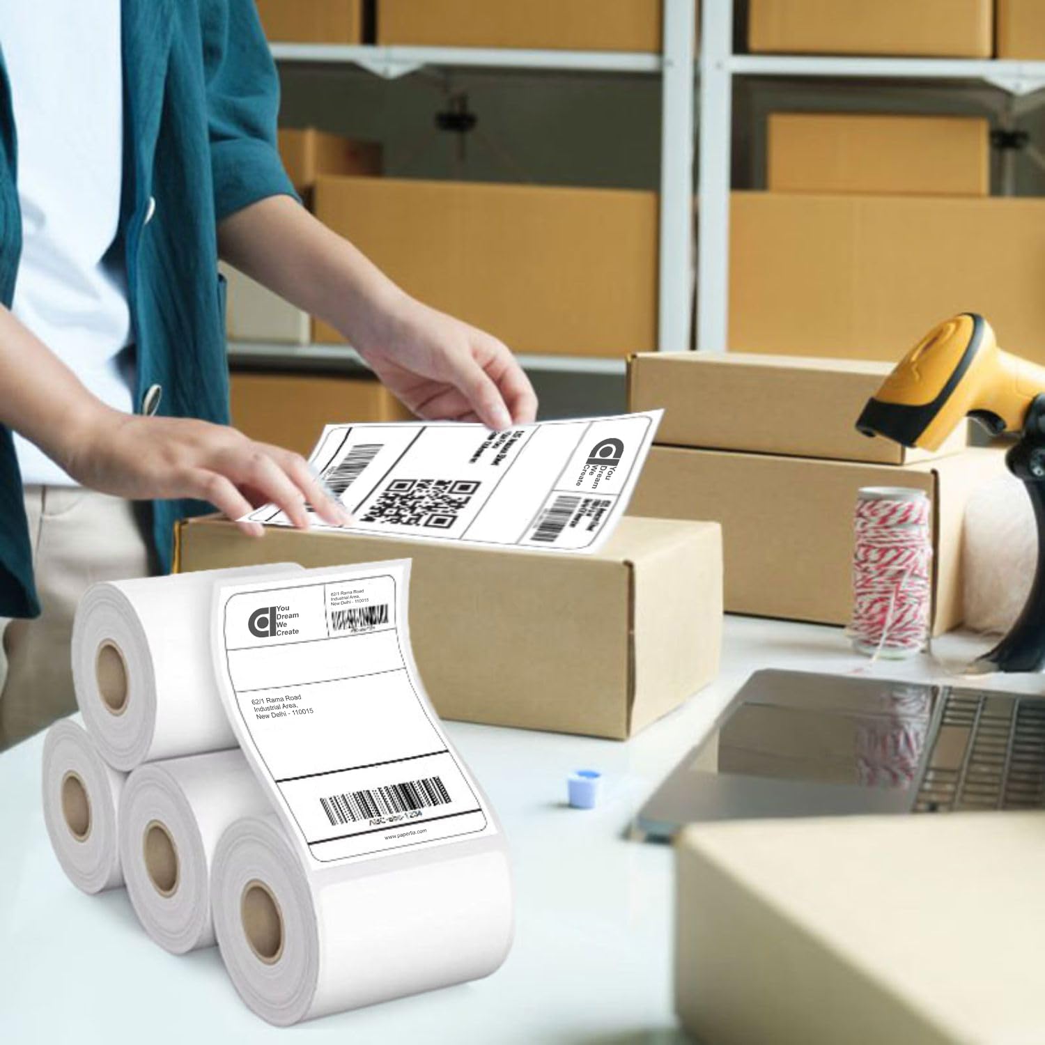 Thermal Printer Paper- 400 Labels Per Roll (Pack Of 4)