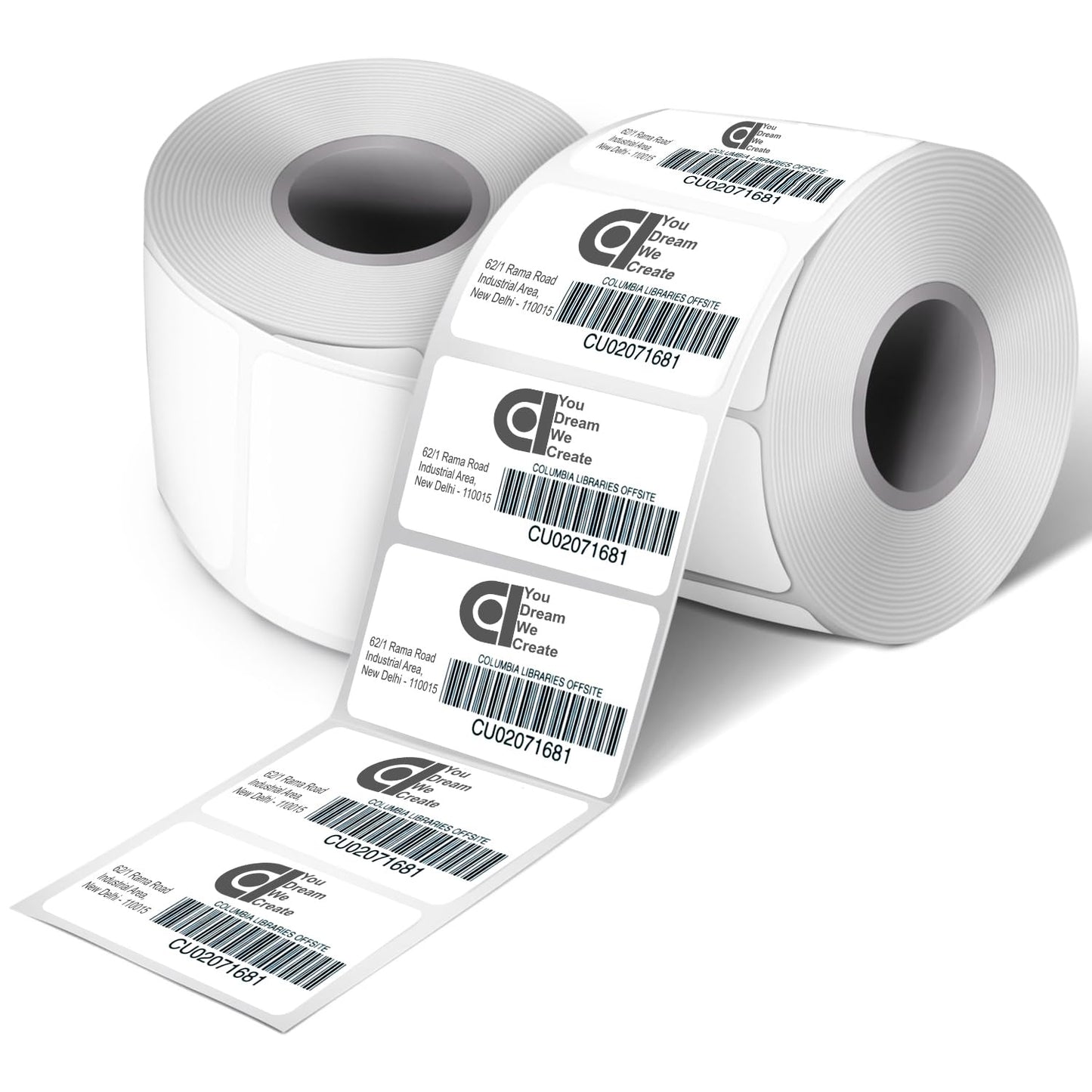 70gsm Thermal Label Printer Paper - 2" x 1" (50 x 25 mm)| 1000 Labels per Roll (Pack of 2)
