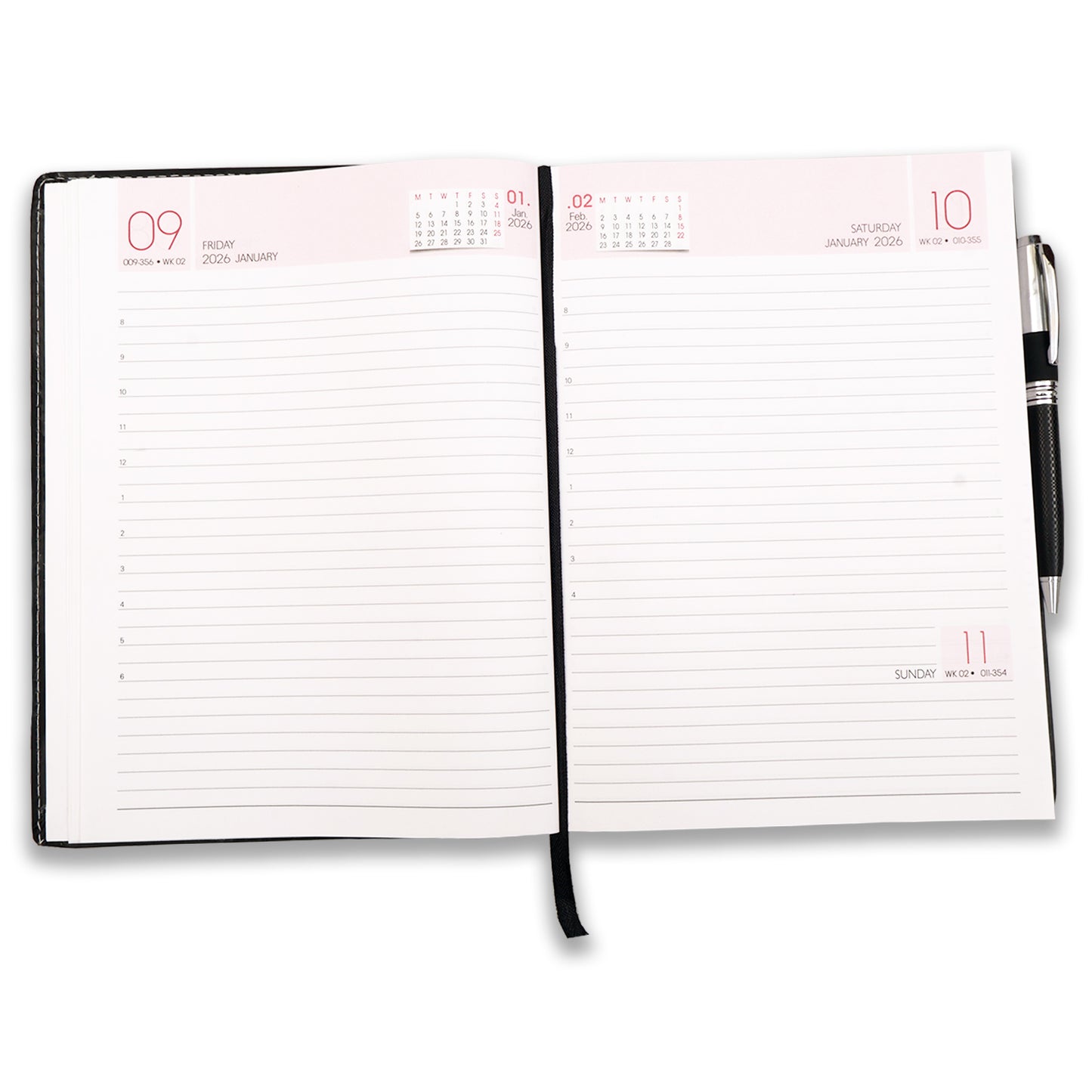 Black Diary 2026 Ruled Notebook