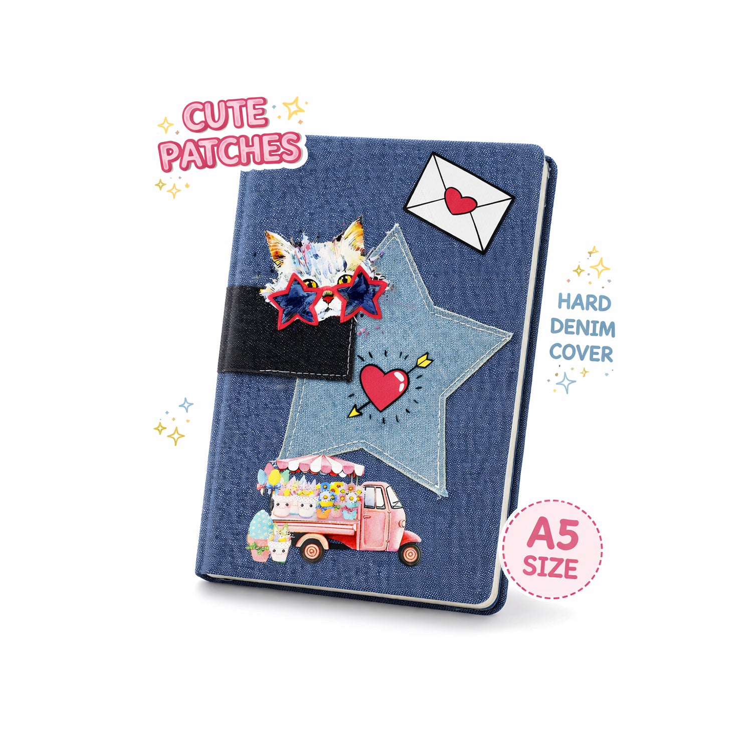 Denim Notebook Diary Hard Bound, 156 Ruled Pages 70 GSM Bleed Free Paper, A5 Daily Planner Journal for Writing, Personal Organizer for Home Office School & Travel