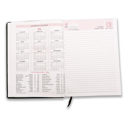 Black Dated Diary 2026 to Do List Planner