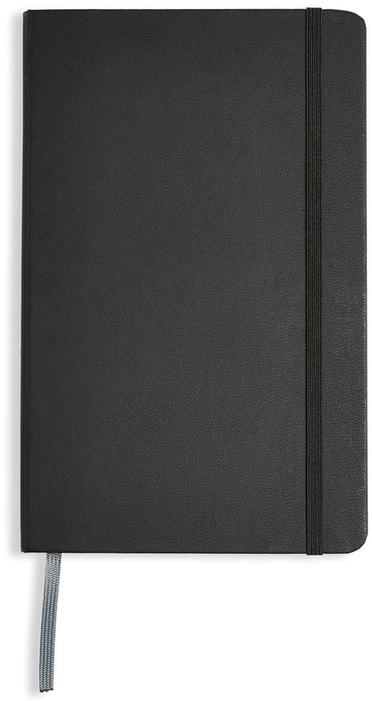 Black A5 Squared Classic Notebook- 80 Gsm - Hardcover Checked Journal | INCLUDES Back Pocket | 240 Pages