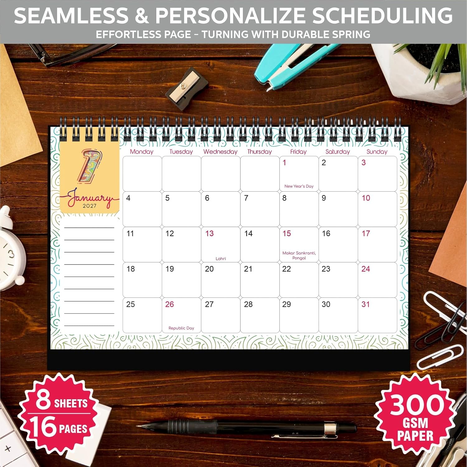 Desk Dated Calendar 2027