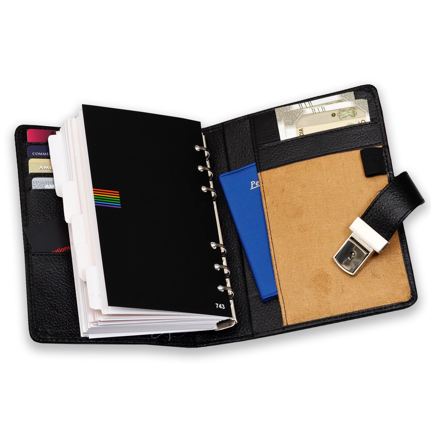 Black 2024 DATED ORGANIZER | Faux Leather New Year Diary, Stationery Organizer for Executive and Professional with pen