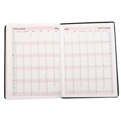 Black Dated Diary 2026 to Do List Planner
