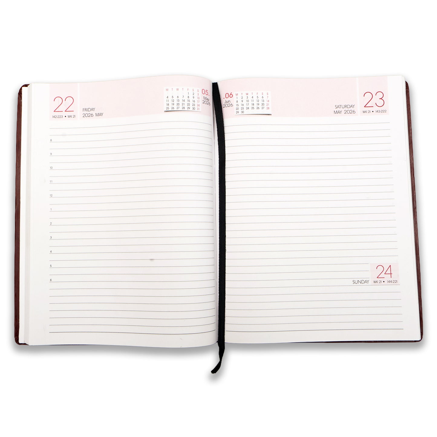 Brown Dated 2026 12 Month Calendar Year Planner, Week-to-View Diary HardCover