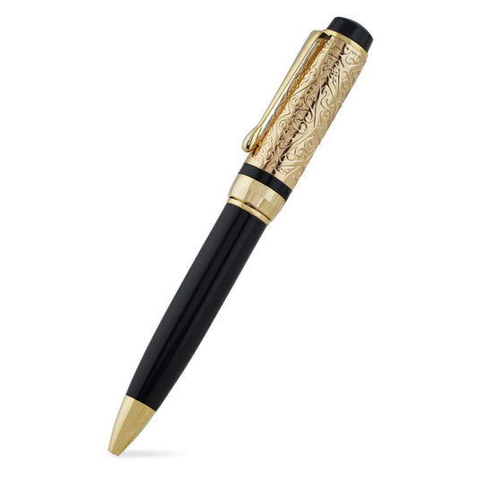 Paperlla Executive Black and Gold  Roller Ball Point Pen with Blue Ink