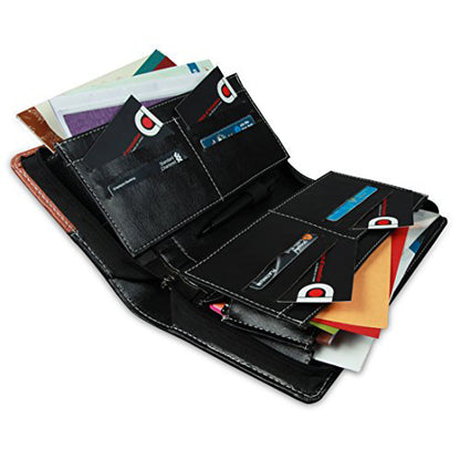 Expendable Leatherette Multiple Cheque Book Holder / Document Holder (Brown And Black)