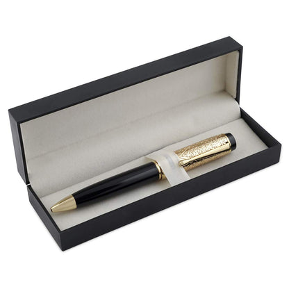 Paperlla Executive Black and Gold  Roller Ball Point Pen with Blue Ink