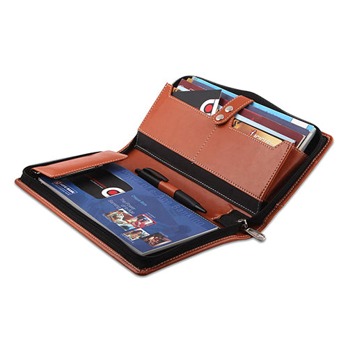 Orange Leatherette Expandable Cheque Book Holder/Document Holder