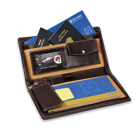 Paperlla Dark Brown Cheque Book Holder Passport Holder | Office Desk Table Organizer