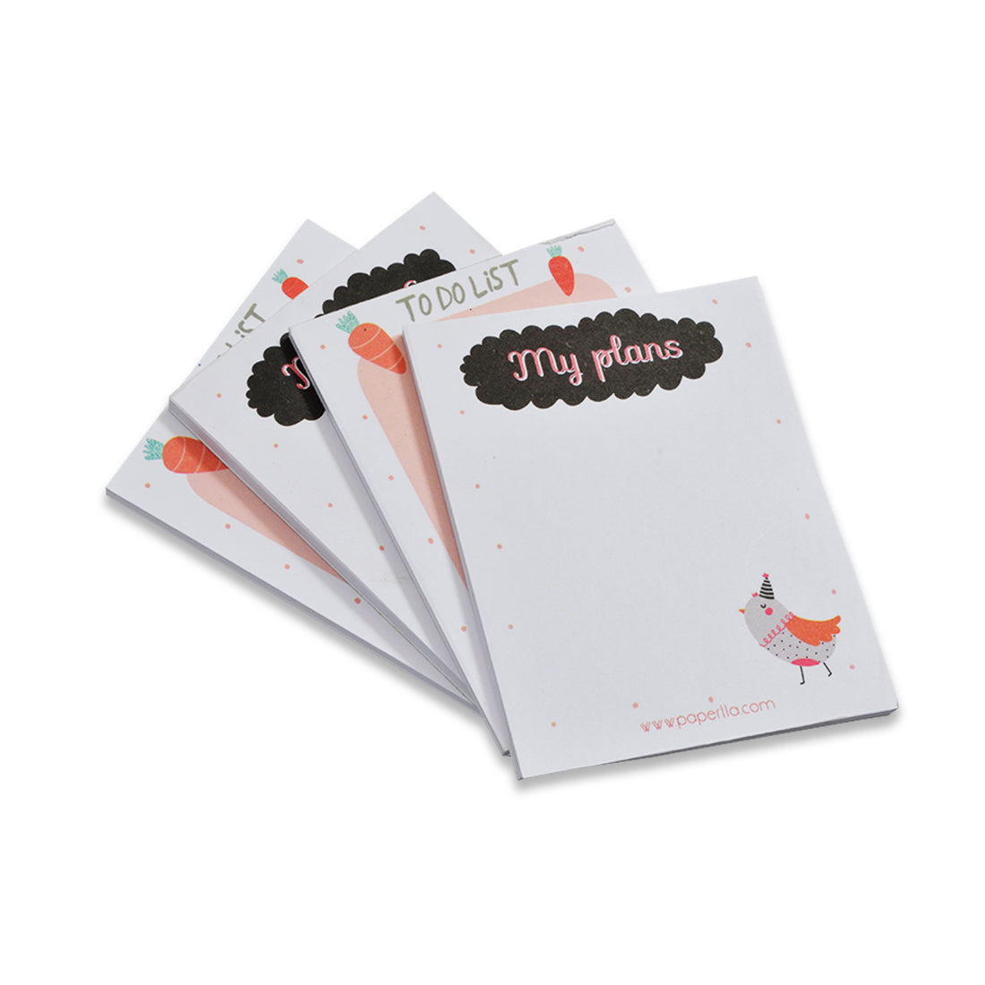 Paperlla Collections to Do List Notepad Notes Tear-Off Pad Set of 4 Writing Pads