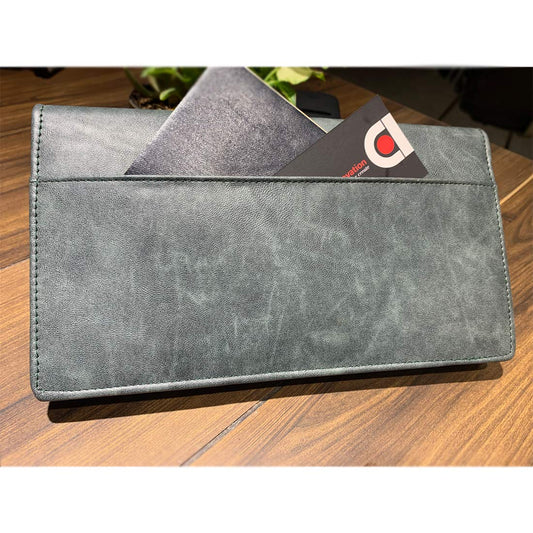 Green All in ONE Expendable Leatherette Cheque Book Holder - Document Holder