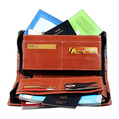 Expendable Leatherite Multiple Cheque Book Holder/Document Holder (Black And Brown)
