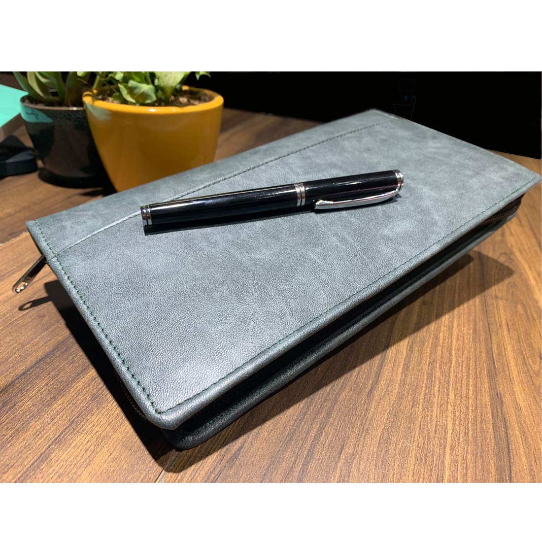 Green All in ONE Expendable Leatherette Cheque Book Holder - Document Holder